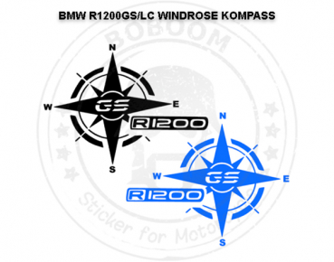 Die Dekor Windrose/Kompass Aufkleber für die BMW R1200GS LC