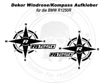 The Decor wind rose/compass sticker for the BMW R1250R