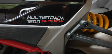 The Ducati Multistrada 1200 - 1260 PIKES PEAK sticker in a new design.