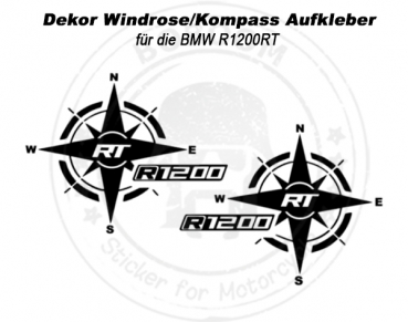 Dekor Windrose/Kompass Aufkleber für die BMW R1200RT