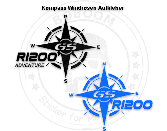 Stiker for Motorcycle - Die R1200GS Dekor Windrose/Kompass  Aufkleber